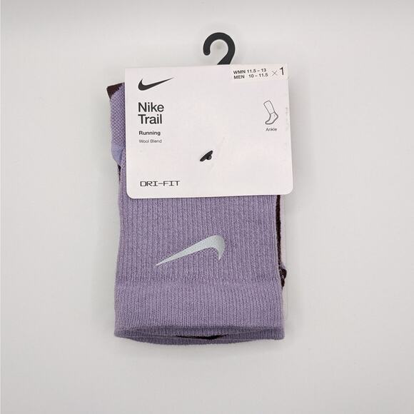 Nike Trail Running Ankle Socks - Wool Blend - Purple - W (11.5-13) M (10-11.5) - Picture 1 of 5